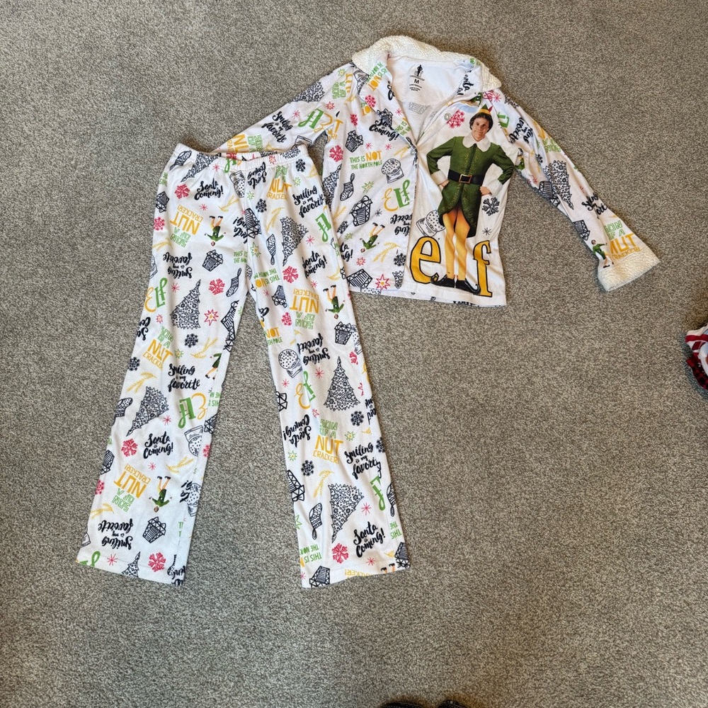 ELF White Pajama Set Buddy the Elf. Medium M